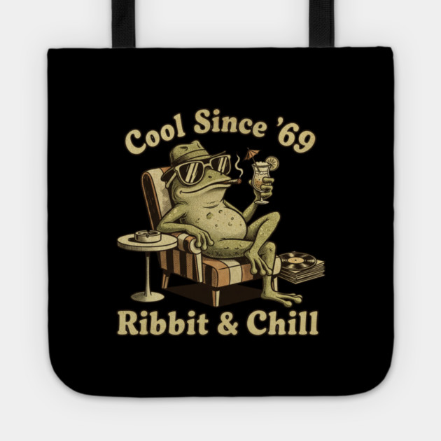 Ribbit and Chill – Funny Frog Retro Design for Lazy Days & Chill Lovers Tote by Vintage Retro Prints by RDR Design