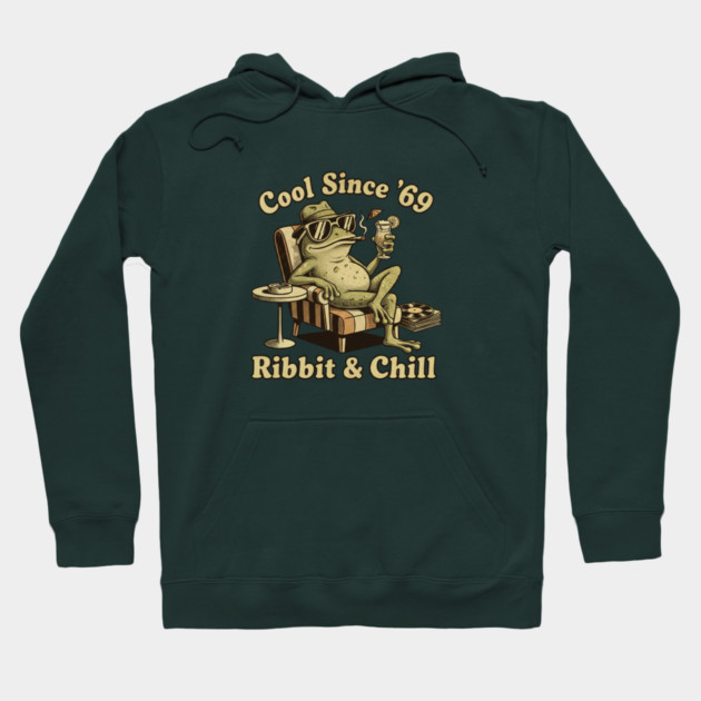 Ribbit and Chill – Funny Frog Retro Design for Lazy Days & Chill Lovers Hoodie by Vintage Retro Prints by RDR Design