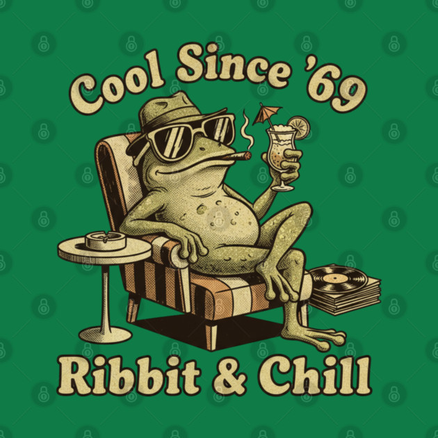 Ribbit and Chill – Funny Frog Retro Design for Lazy Days & Chill Lovers by Vintage Retro Prints by RDR Design