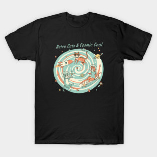 Retro Cats & Cosmic Cool – Vintage Space Cats in Atomic Style for Retro Lovers T-Shirt