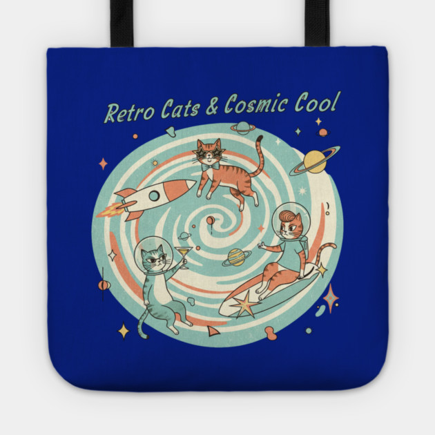 Retro Cats & Cosmic Cool – Vintage Space Cats in Atomic Style for Retro Lovers Tote by Vintage Retro Prints by RDR Design