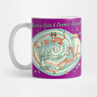Retro Cats & Cosmic Cool – Vintage Space Cats in Atomic Style for Retro Lovers Mug