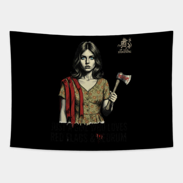 Just A Girl Who Loves Red Flags & Redrum Tapestry by Randy 's Store