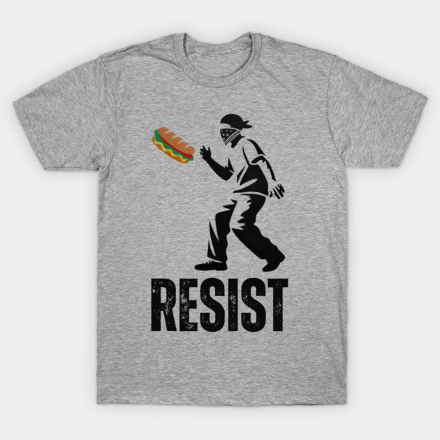 Sandwich Thrower Resist – Street Art Style Protest Parody T-Shirt by Creatifly Graphic Tees