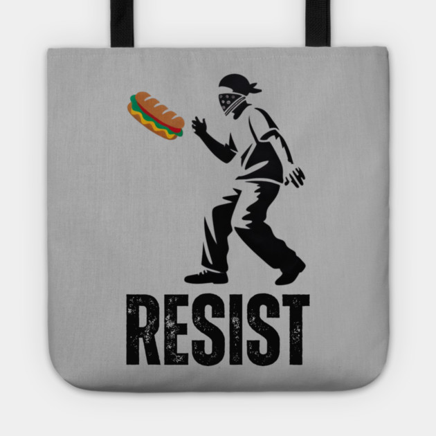 Sandwich Thrower Resist – Street Art Style Protest Parody Tote by Creatifly Graphic Tees