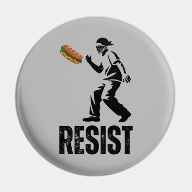Sandwich Thrower Resist – Street Art Style Protest Parody Pin by Creatifly Graphic Tees