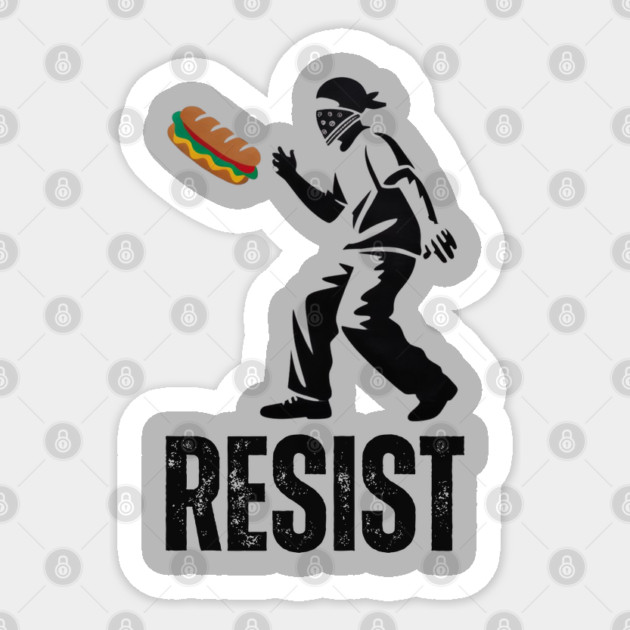 Sandwich Thrower Resist – Street Art Style Protest Parody Sticker by Creatifly Graphic Tees