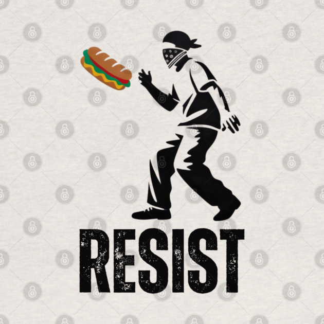 Sandwich Thrower Resist – Street Art Style Protest Parody by Creatifly Graphic Tees