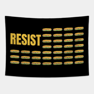 Resist Sandwich American Flag Parody Tapestry