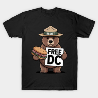 Resist Bear Holding A Sandwich And Free DC Sign T-Shirt