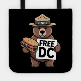 Resist Bear Holding A Sandwich And Free DC Sign Tote
