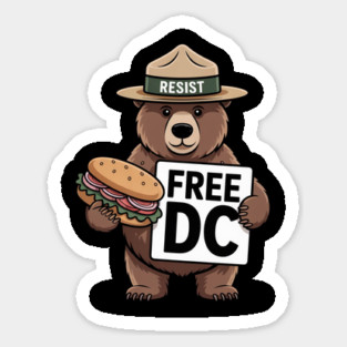Resist Bear Holding A Sandwich And Free DC Sign Magnet