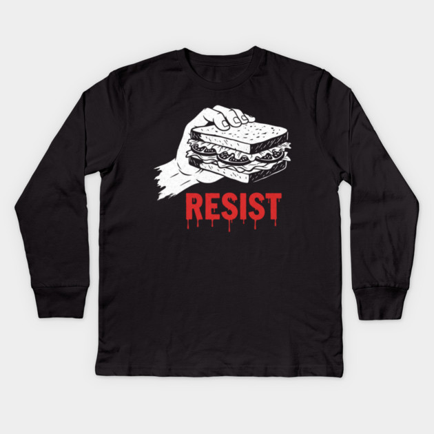 Sandwich Guy Resist – Funny Sandwich Protest Humor Kids Long Sleeve T-Shirt by Creatifly Graphic Tees