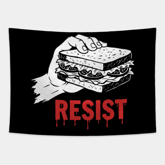 Sandwich Guy Resist – Funny Sandwich Protest Humor Tapestry by Creatifly Graphic Tees