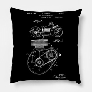 Indian Motorcycle Patent 1943, Biker Gift, Indian Motorcycle,  Motorcycle, Motorcycle Art, Vintage Motorcycle Pillow
