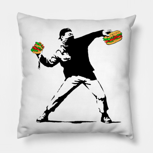Sandwich Guy Resist - Funny Protest Food Meme Pillow by Creatifly Graphic Tees