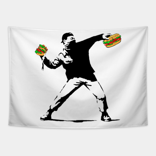 Sandwich Guy Resist - Funny Protest Food Meme Tapestry by Creatifly Graphic Tees