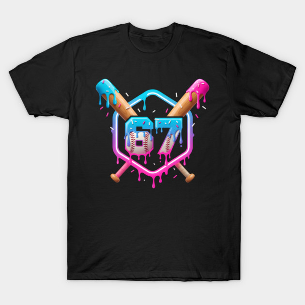 67 Baseball – Drippy Ice Cream Bats Design T-Shirt by ArtistTee ⭐⭐⭐⭐⭐