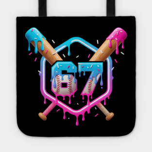 67 Baseball – Drippy Ice Cream Bats Design Tote