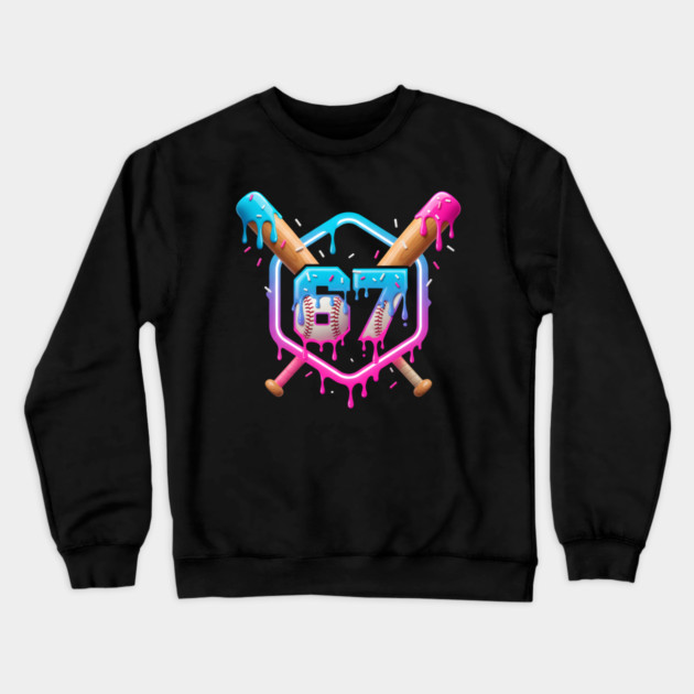 67 Baseball – Drippy Ice Cream Bats Design Crewneck Sweatshirt by ArtistTee ⭐⭐⭐⭐⭐