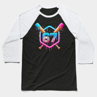 67 Baseball – Drippy Ice Cream Bats Design Baseball T-Shirt