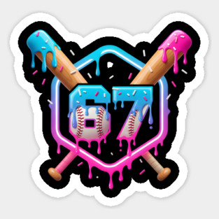 67 Baseball – Drippy Ice Cream Bats Design Sticker