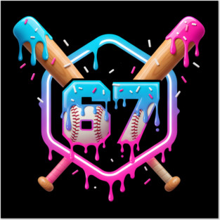 67 Baseball – Drippy Ice Cream Bats Design Posters and Art