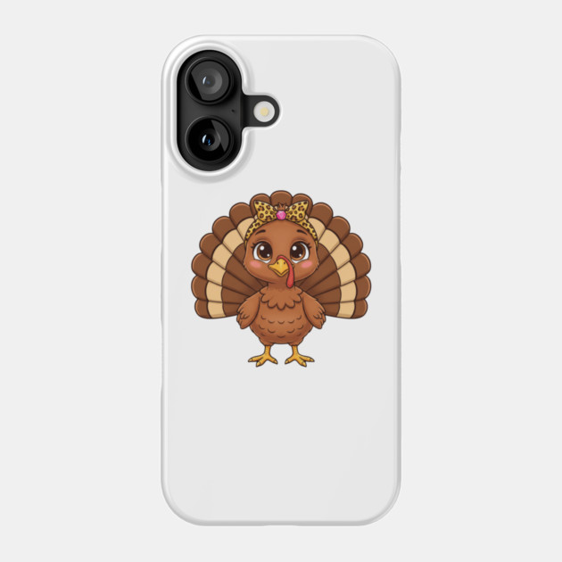 Thanksgiving Turkey for Women – Cute Leopard-Bow Cartoon Phone Case by ArtistTee ⭐⭐⭐⭐⭐
