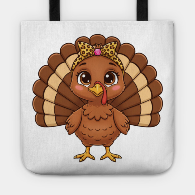 Thanksgiving Turkey for Women – Cute Leopard-Bow Cartoon Tote by ArtistTee ⭐⭐⭐⭐⭐