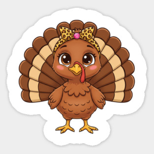 Thanksgiving Turkey for Women – Cute Leopard-Bow Cartoon Magnet