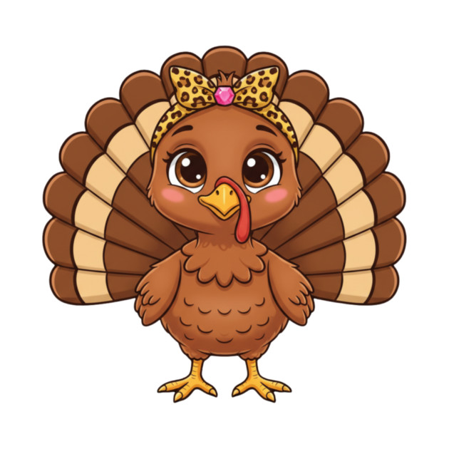 Thanksgiving Turkey for Women – Cute Leopard-Bow Cartoon by ArtistTee ⭐⭐⭐⭐⭐