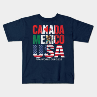 United 2026 World Cup - Canada, Mexico, USA Flags Kids T-Shirt