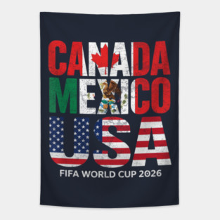 United 2026 World Cup - Canada, Mexico, USA Flags Tapestry