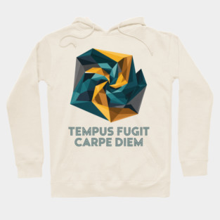 Tempus Fugit Carpe Diem Motivational Abstract Geometric Art Hoodie