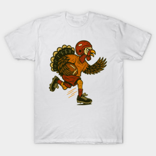 Thanksgiving Turkey Football Run Retro Holiday Sport Parody Gane Day T-Shirt