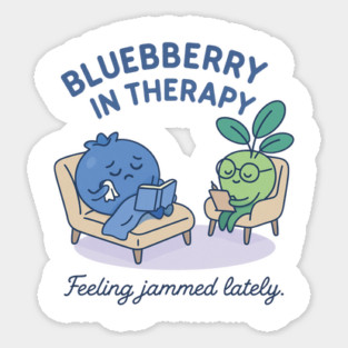 Blueberry in Therapy Shirt | Garden Therapy Collection by Leaf & Lee – Funny Mental Health Tee for Self Care & Therapy Humor Lovers Sticker