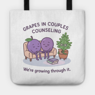 Grapes in Couples Counseling Shirt | Garden Therapy Collection by Leaf & Lee – Funny Relationship Growth Tee with Fruitcore Therapy Humor Tote