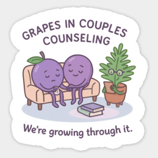 Grapes in Couples Counseling Shirt | Garden Therapy Collection by Leaf & Lee – Funny Relationship Growth Tee with Fruitcore Therapy Humor Magnet