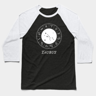 Taurus Zodiac Sign Design With Constellation Baseball T-Shirt