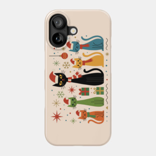 Retro Mid-Century Modern Cat Christmas Cats 50s 60s Style Phone Case
