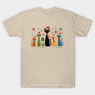 Retro Mid-Century Modern Cat Christmas Cats 50s 60s Style T-Shirt