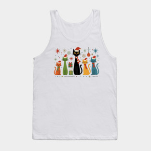 Retro Mid-Century Modern Cat Christmas Cats 50s 60s Style Tank Top