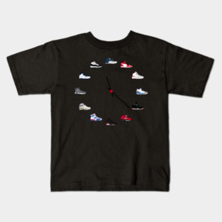 Jordans Sneakers Clock Kids T-Shirt