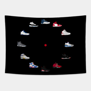 Jordans Sneakers Clock Tapestry