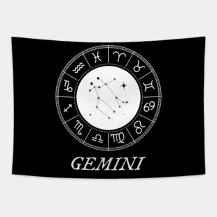 Gemini Zodiac Sign Design With Constellation Tapestry