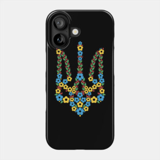 Ukrainian Trident Coat Of Arms Made of Flowers Phone Case