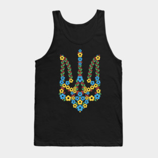 Ukrainian Trident Coat Of Arms Made of Flowers Tank Top