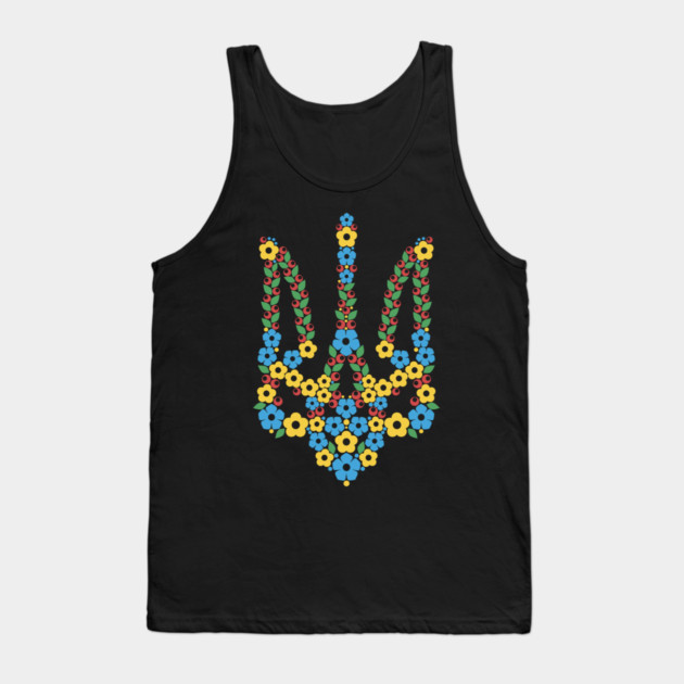 Ukrainian Trident Coat Of Arms Made of Flowers Tank Top by Anticorporati