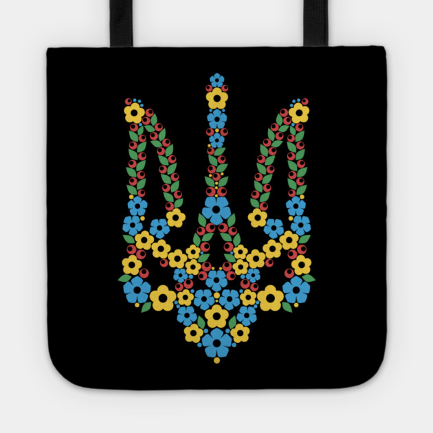 Ukrainian Trident Coat Of Arms Made of Flowers Tote by Anticorporati