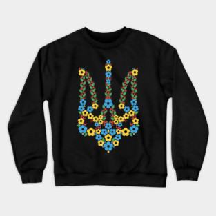Ukrainian Trident Coat Of Arms Made of Flowers Crewneck Sweatshirt